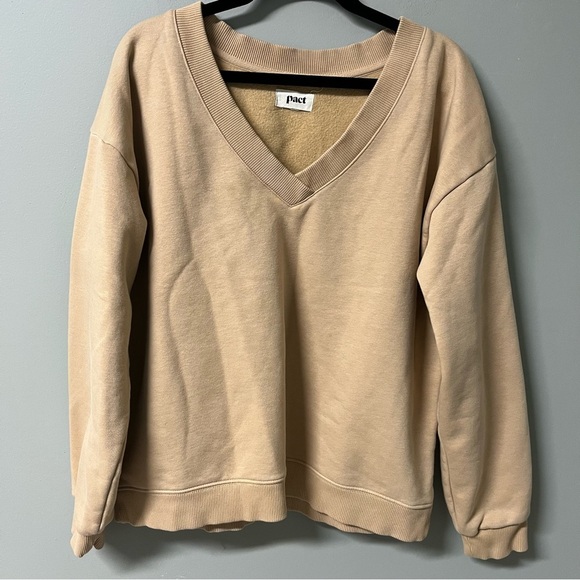 Pact Courtside Organic Cotton Fleece Lined V Neck Sweatshirt M - Picture 1 of 4